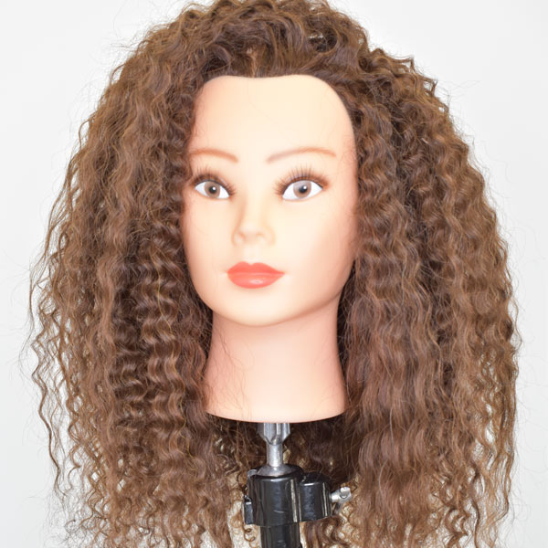 Maniquí de cabello rizado para prácticas y cursos de peluquería